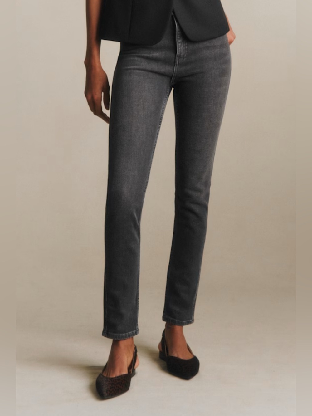 Sézane Straight Leg Jeans Middle Gray High Rise EU 36 US 4 slim parfait edgy